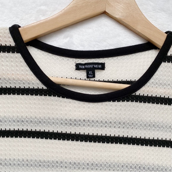 Black & White Semi Sheer Knit Top - Picture 7 of 9